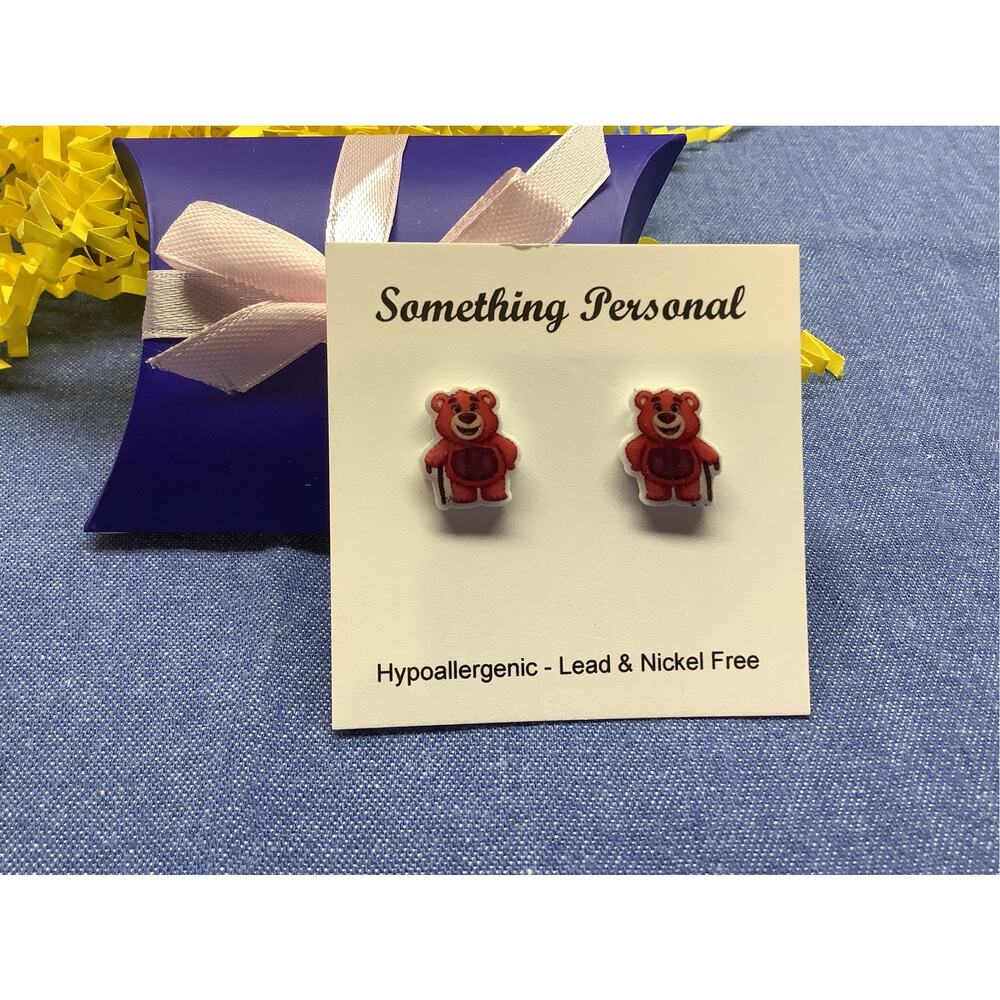 Lotso Bear - Toy Store Inspired Post Earrings -- Gift Boxed - Chibi Cute